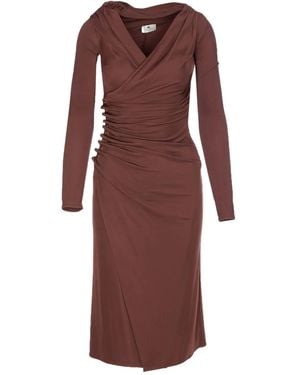 Elisabetta Franchi Ruched-detailed midi dress - Lila
