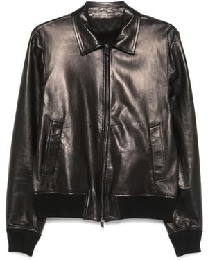 Salvatore Santoro Leather Bomber Jacket - Black