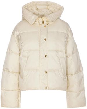 Pinko Hooded Quilted Coat - Natural