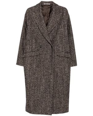 Tagliatore Herringbone-Pattern Double-Breasted Coat - Brown