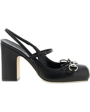 Gucci 95Mm Metal-Clamp Court Shoes - Black