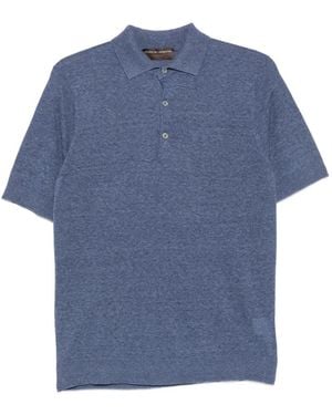 FILIPPO DE LAURENTIIS Short-Sleeve Knitted Polo Shirt - Blue