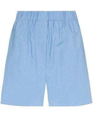 Frankie Shop Logo-Embroidered Organic Cotton Shorts - Blue