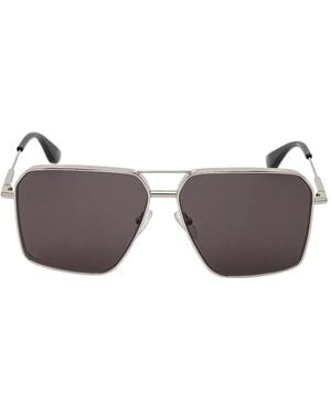 McQueen アンギュラーフレーム サングラス - メタリック