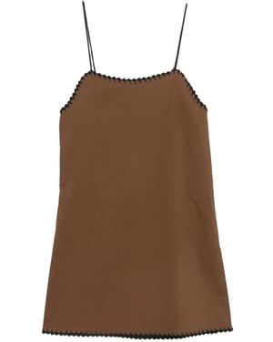 TERRY PUESTO Crochet-Trim Mini Dress - Brown