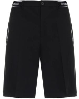 Just Cavalli Logo-Waistband Shorts - Black