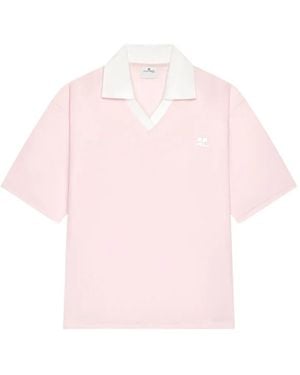 Courreges Polo Con Scollo A V - Rosa