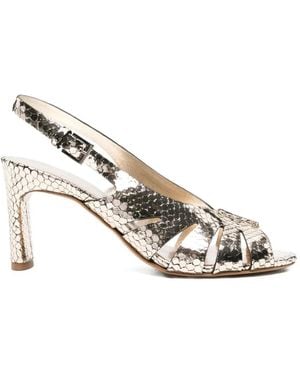 Roberto Del Carlo Snakeskin-Effect Slingback Sandals - White