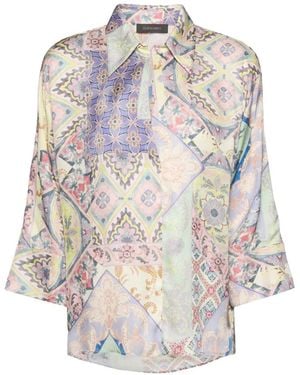 Elena Miro Patchwork Patterned Shirt - White