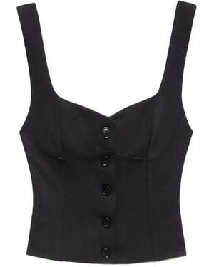 Aniye By Dina Button-Up Bustier Top - Black