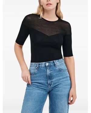 MARCELLA Adeline Sheer-Panel Top - Black