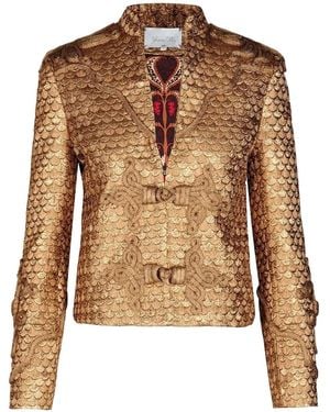 Johanna Ortiz Boldness Scale-Pattern Knot-Detail Jacket - Brown