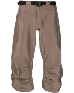 GR10K Buckle-Fastening Satin Cropped Trousers - Brown