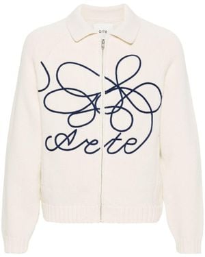 Arte' Flower Logo Cardigan - Natural