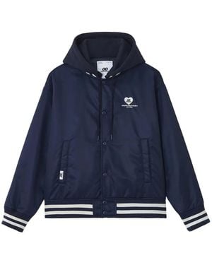 Chocoolate Logo-Print Hooded Bomber Jacket - Blue