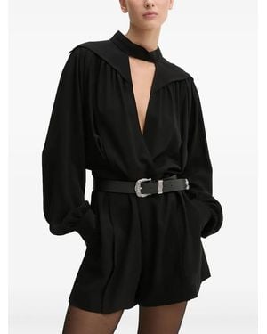 IRO Long-Sleeve V-Neck Jumpsuit - Black