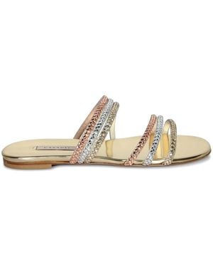 Casadei Androme Crystal-Embellished Flat Sandals - White