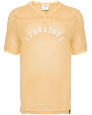 Courreges ロゴ Vネック Tシャツ - ナチュラル