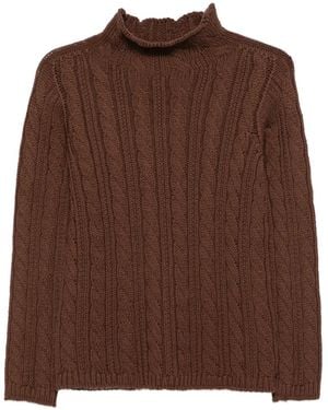 19.61 MILANO Ursula Rollkragenpullover Mit Zopfmuster - Braun
