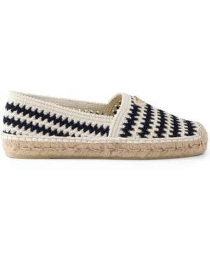 Prada Striped Crochet Espadrilles - Blue