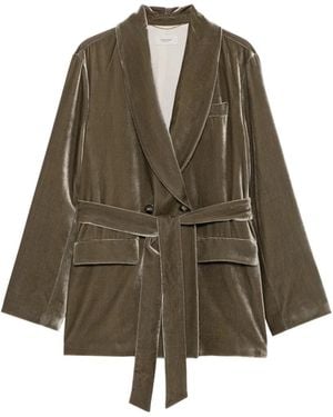 Agnona Belted Velvet Jacket - Brown