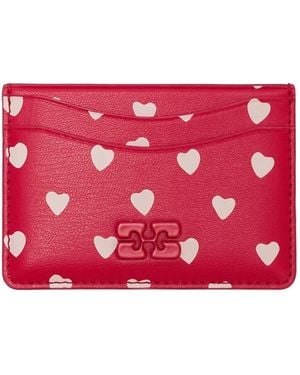 Ganni Bou Card Holder With Dots - Red