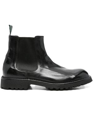 Green George Elasticated-Panelled Leather Boots - Black