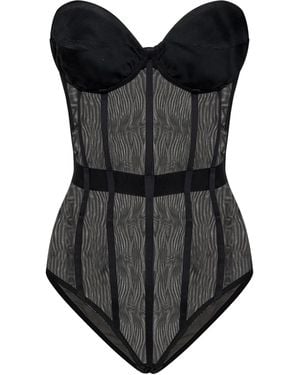 ROOM76 Sweetheart Neck Bodysuit - Black