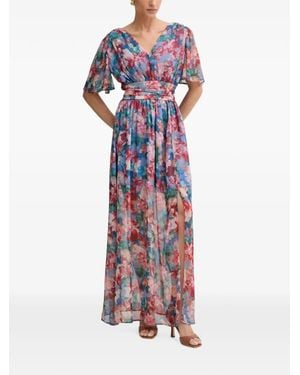 Morgan Floral-Print Flutter-Sleeve Maxi Dress - White