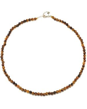 Mateo Tiger-Eye Beaded Necklace - Metallic