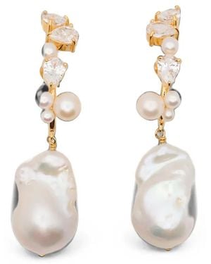 Completedworks Topaz And Pearl Climber Earrings - White