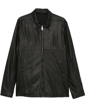 Rick Owens Leather Zip-Up Jacket - Black