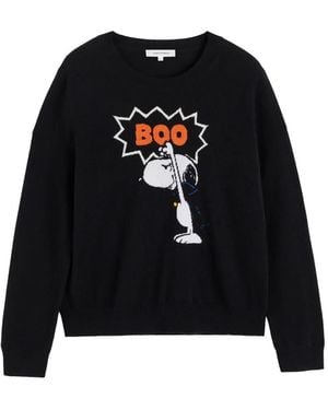 Chinti & Parker Snoopy-Intarsia Wool Sweater - Black
