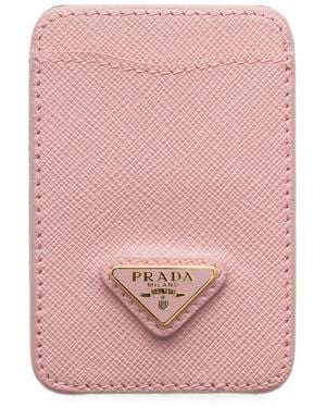 Prada Saffiano-Leather Card Holder - Pink