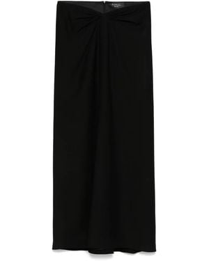 A.M.G Ruched-Detailed Midi Skirt - Black