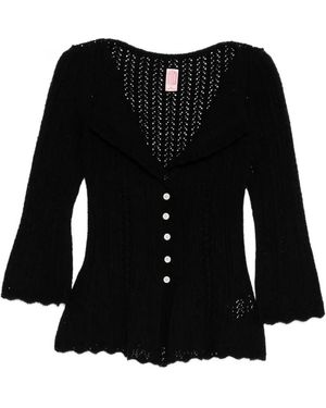 FETICO Bouclé Lace Cardigan - Black