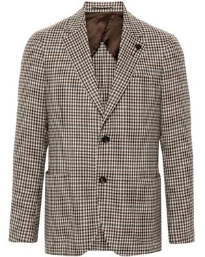 Lardini Brooch-Detail Blazer - Brown