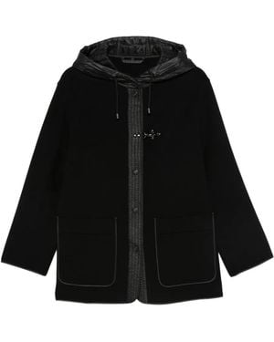 Fay Hooded Toggle-Fastening Coat - Black