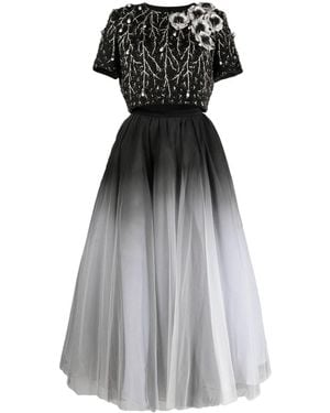 Saiid Kobeisy Vestido Con Cuentas Y Falda De Tul - Gris