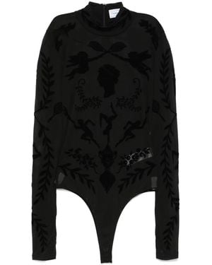 CASABLANCA Devoré-Effect Bodysuit - Black