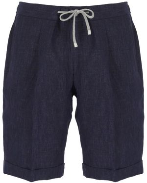 Barba Napoli Drawstring-Waist Turn-Up Shorts - Blue