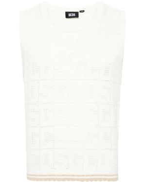 Gcds Monogram Macramé Sleeveless Jumper - White