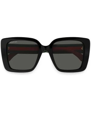 Gucci Web-Stripe Square-Frame Sunglasses - Black