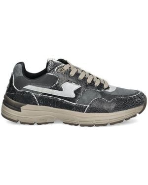 Stepney Workers Club Sneakers Con Effetto Craquelé - Grigio