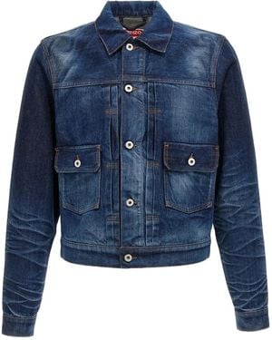 KENZO Stone-Washed Denim Jacket - Blue
