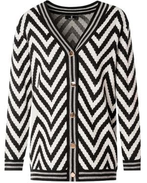 Fracomina Chevron-Pattern Button-Up Cardigan - Black