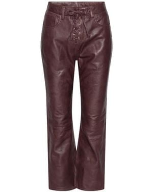 ROTATE BIRGER CHRISTENSEN Flared Leather Capri Trousers Mahogany - Purple