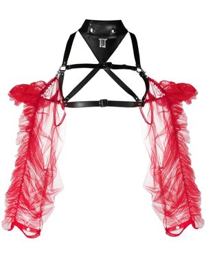 Noir Kei Ninomiya チュールスリーブ レザートップ - レッド