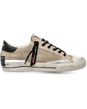 Crime London Distressed-Effect Suede Trainers - White