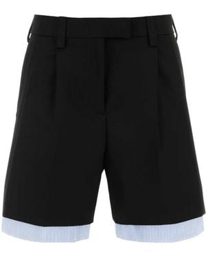 Miu Miu Shorts, Low-Cut And Stripes - Black
